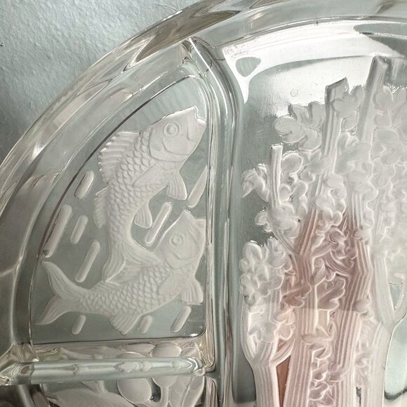 Vintage Indiana Glass Etched Frosted 5 Section Divided Serving Plate 10.25" - Picture 2 of 8